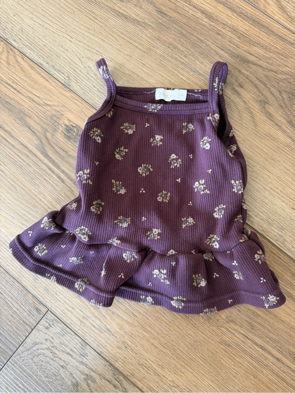 Jamie Kay toddler Organic Cotton purple Floral Ruffled Tank & Leggings Set - Picture 2 of 3